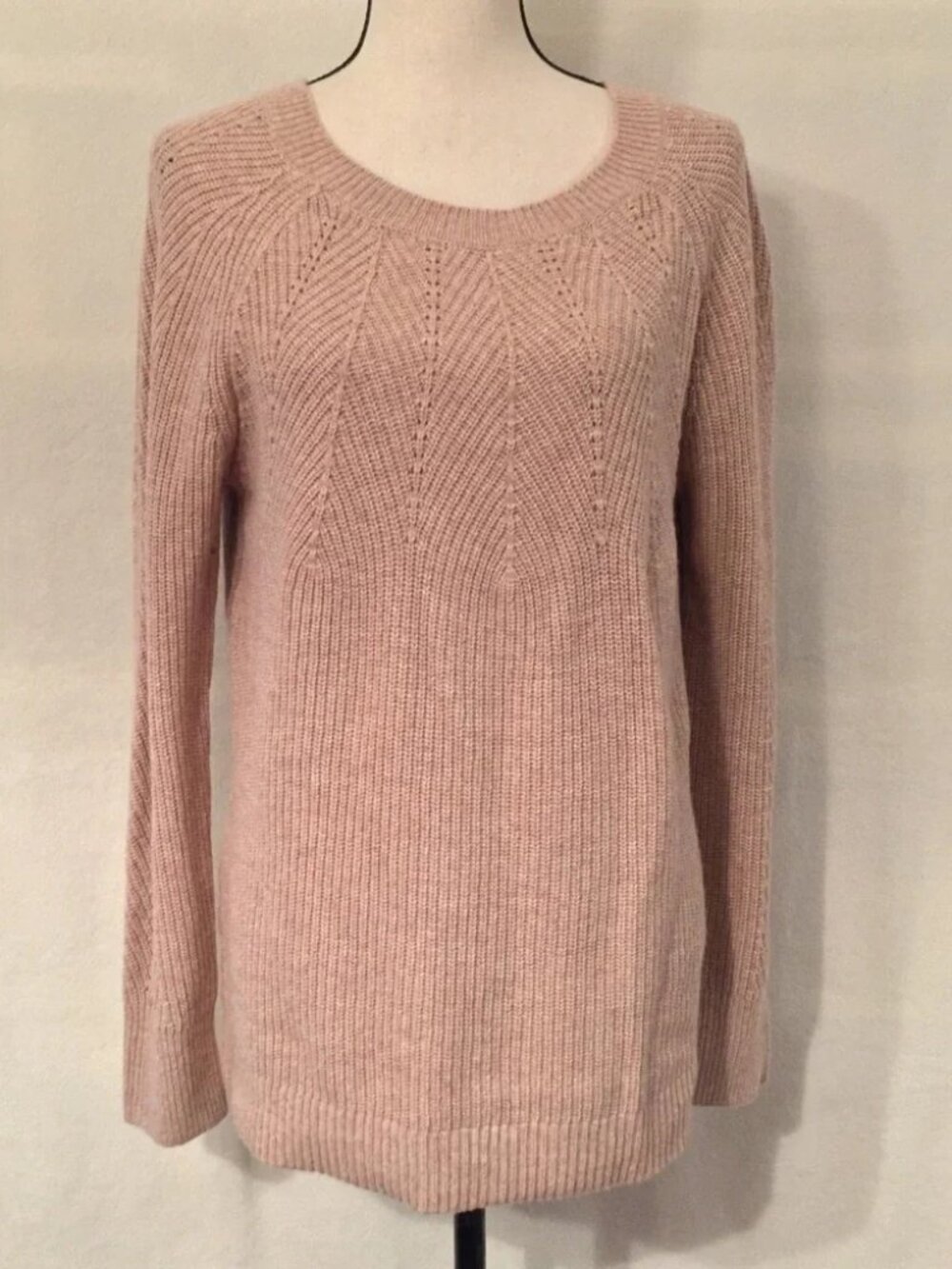 NWT Loft tan wool blend long sleeve knit crewneck sweater
